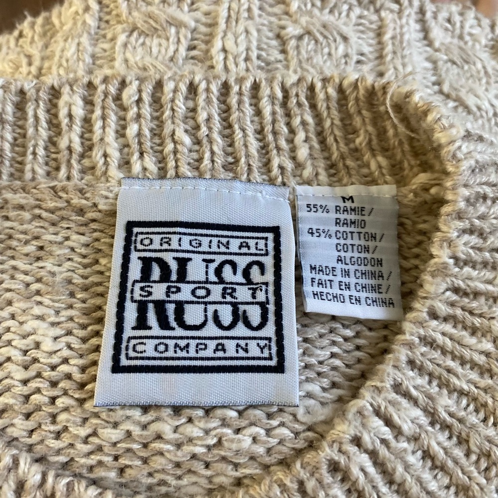 Russ sport co.Vtg women’s color block buttoned chunky knit cardigan swea Sz M - Picture 8 of 11